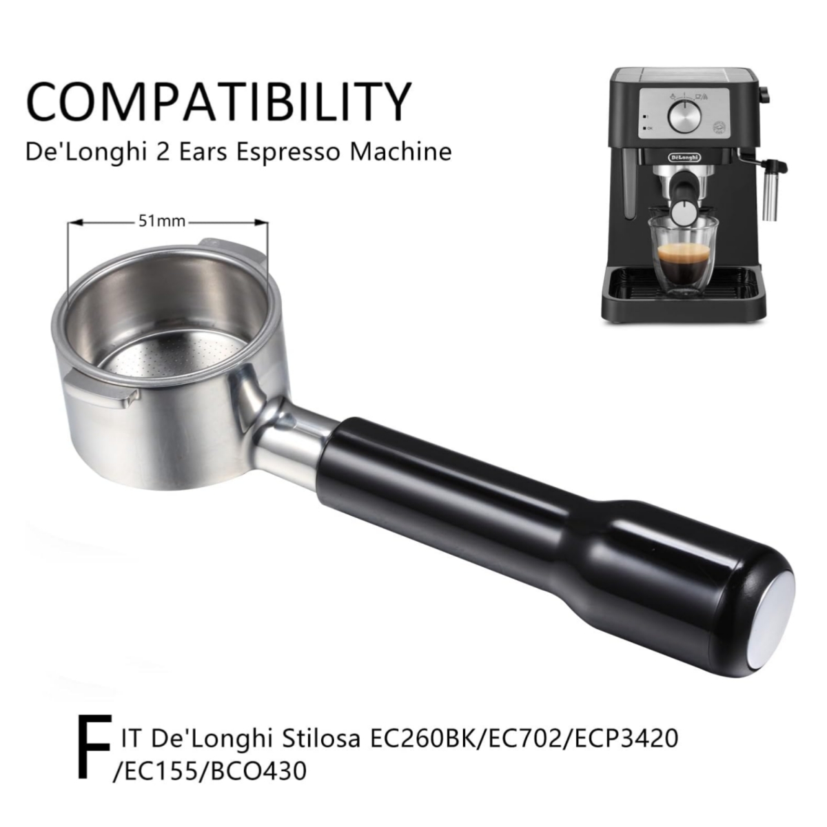 Delonghi Espresso Ecp3420 - Portafiltro senza fondo da 51 mm