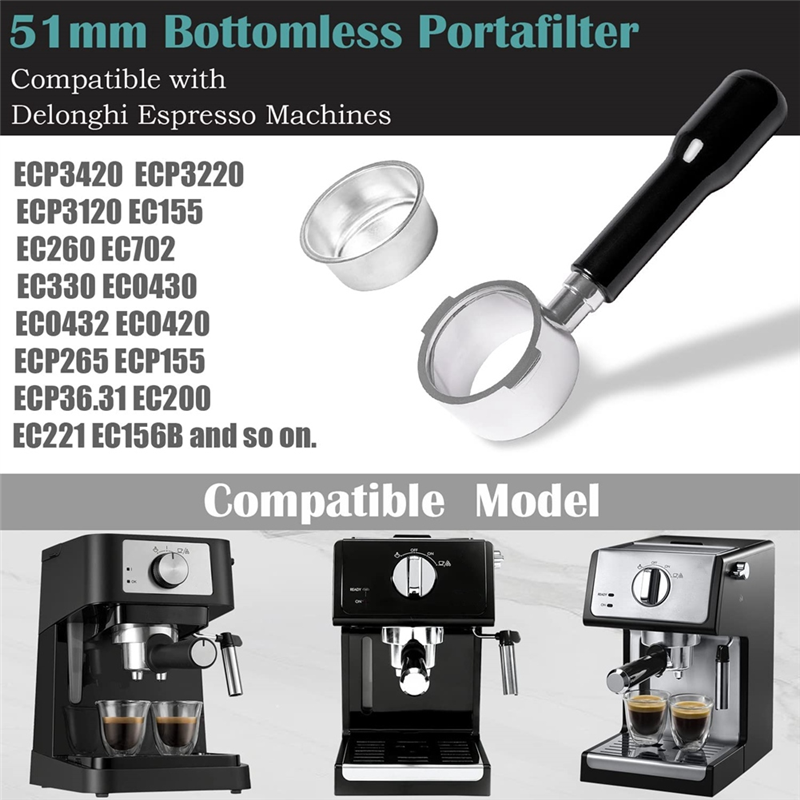 Delonghi Espresso Ecp3420 - Portafiltro senza fondo ABYN-51Mm 2 orecchie